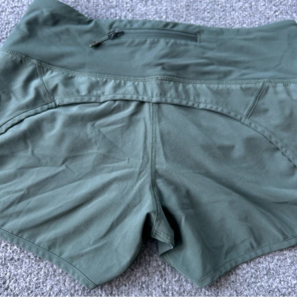 Lululemon Speed Up Shorts Womens 4 Green Lined Running Athletic Zip Pocket - Picture 9 of 14